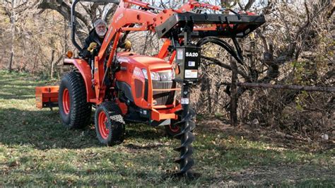 auger for kubota skid steer|kubota tractor post hole digger.